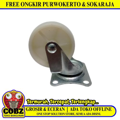 2 1/2 IN / TM Roda Hidup Trolly Non Rem Plat Nylon Putih