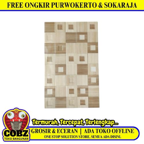 25 CM x 40 CM / UNO GRACEWOOD Keramik Dinding Kamar Mandi Glossy Beige Dus