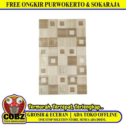 25 CM x 40 CM / UNO GRACEWOOD Keramik Dinding Kamar Mandi Glossy Beige Dus