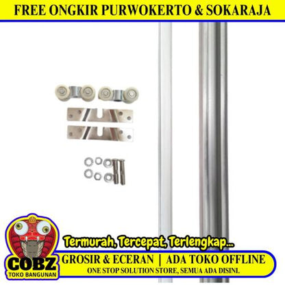 210 CM / CRD J4 Rel Pintu Geser Sliding Door + Roda Set