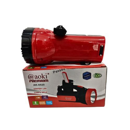 1 WATT + 18 SMD / AOKI PREMIUM AK-6520 Senter LED Charge Kabel + Lampu Meja