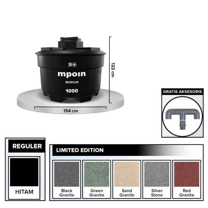 1000 L / M POIN + BIO PLUS B 1000 Septic Tank Sepiteng Tangki PVC Red Granite Set