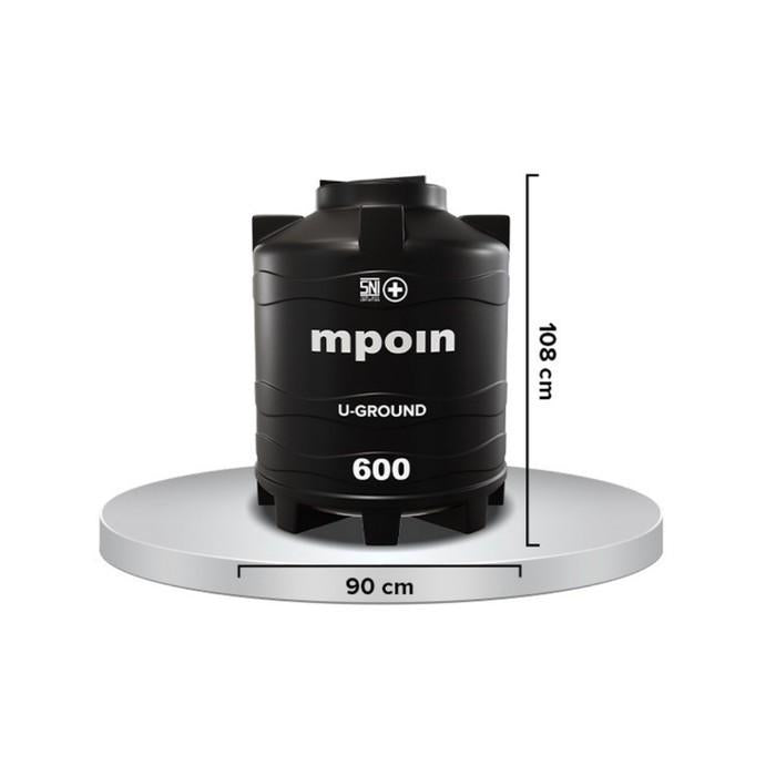 510 L / MPOIN + UGROUND UG600 Water Torrent Tangki Tandon Air PVC Silver Stone + Acc Set