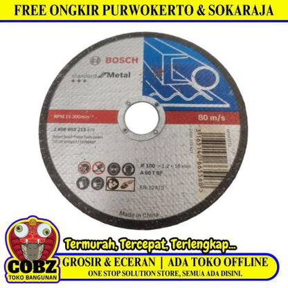4 IN / BOSCH Metal Grinding Mata Gerinda Potong Cutting Besi Baja