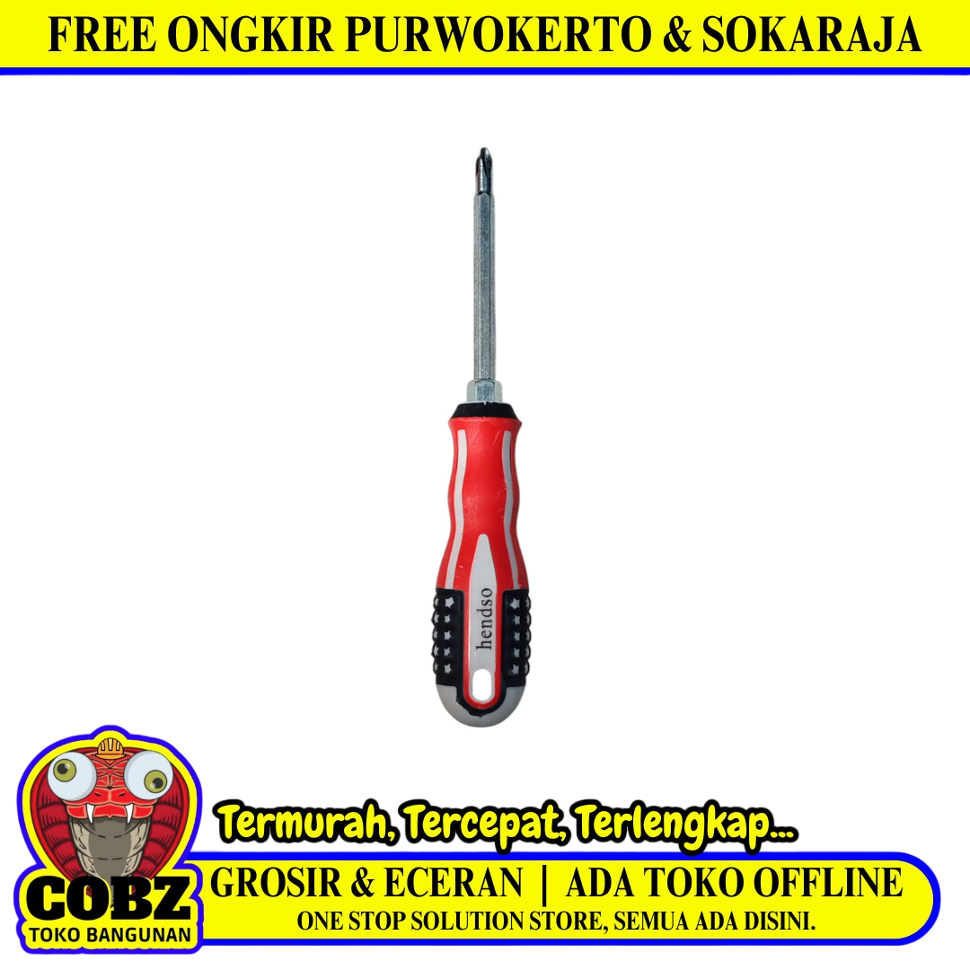 4 IN / HENDSO Obeng Screwdriver Two Way Bolak Balik Plus Minus 2 In 1 Gagang Fiber
