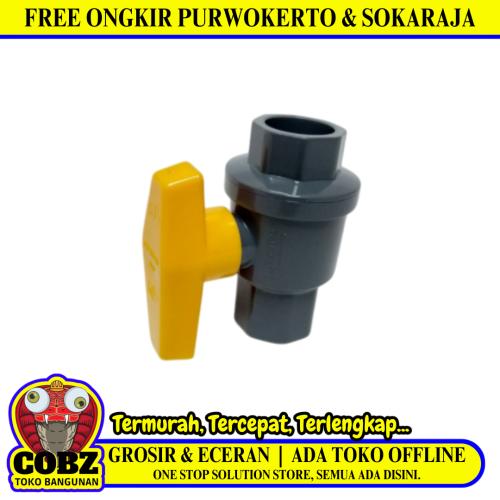 3/4 IN / ONDA Stop Kran Polos Ball Valve Engkol Plastik PVC