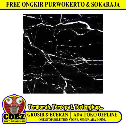 60 CM x 60 CM / SERENITY AVORIO BLACK Granit Lantai Rumah Glossy Dus