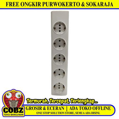 5 LUBANG / BROCO Stop Kontak Terminal Arde Tempel OB Outbow Putih