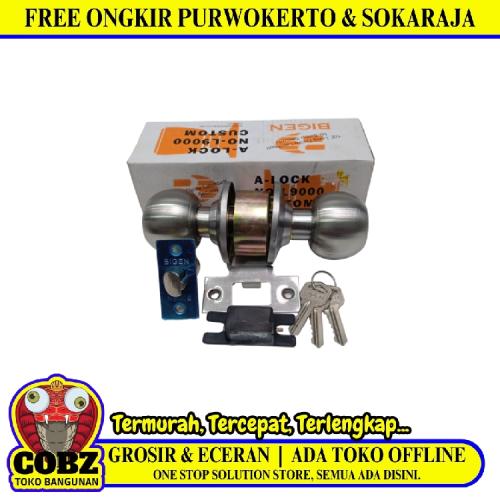 D 5 CM / BIGEN L80G25 Kunci Handle Pintu Bulat Kamar Mandi Stainless chromeSet