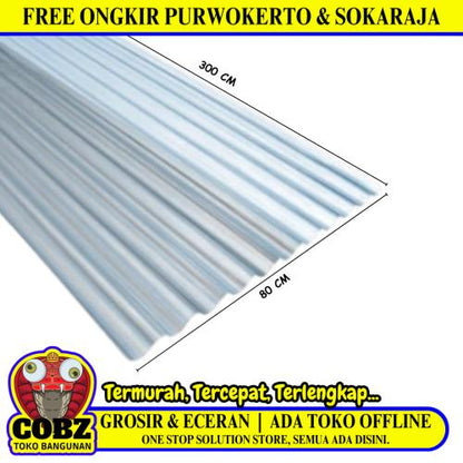 0.6 MM x 80 CM x 300 CM / ECOLITE Seng Gelombang UV Transparan Lembar