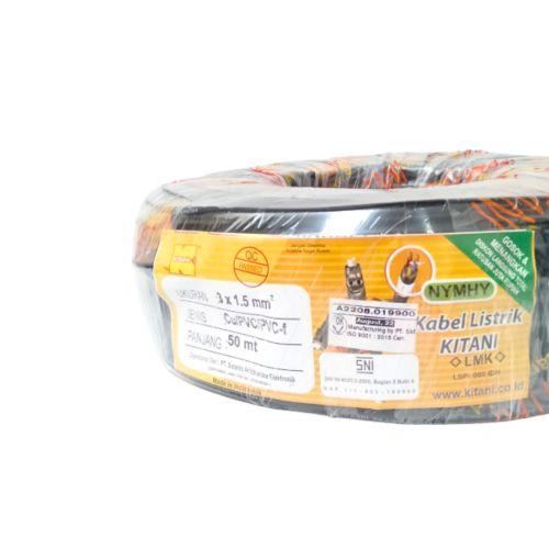 3 INTI x 1.5 MM x 50 M / KITANI NYMHY Serabut Kabel Tembaga SNI Hitam Roll
