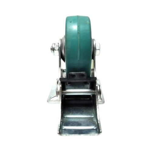 2 IN / NSK Roda Rem Hidup Trolly Gepeng Plat 50 MM Karet Hijau