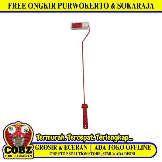 4 IN / CARL SCHLIEPER Kuas Busa Roll Cat Tembok Kayu Besi Kecil + Gagang Set