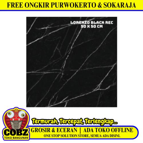 50 CM x 50 CM / PLATINUM LORENZO Keramik Lantai Rumah Glossy Black Dus