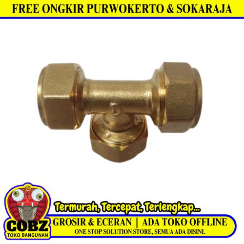 T 20 / TM Tee Sambungan Fitting Selang Pex Air Panas Kuningan