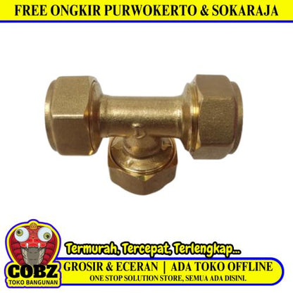 T 20 / TM Tee Sambungan Fitting Selang Pex Air Panas Kuningan