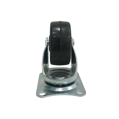 2 IN / TM Roda Hidup Trolly Non Rem Gepeng Plat Karet Hitam Rem