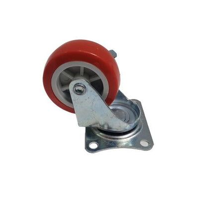 2 IN / TM Roda Hidup Trolly Rem Plat Nylon Merah Rem