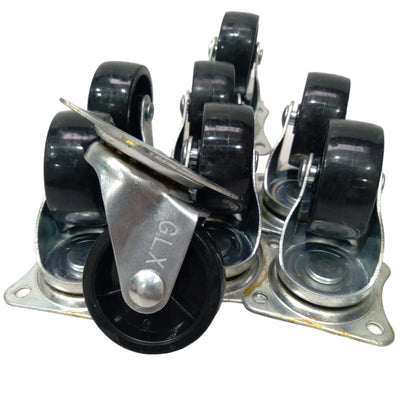 1 1/2 IN / GLX SP40 Roda Hidup Trolly Gepeng Plat 40 MM Nylon Hitam 8 Pcs Dus