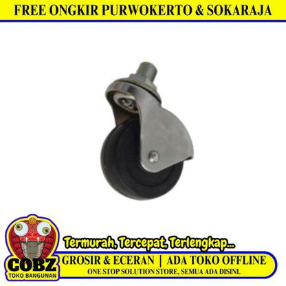 2 IN / TM Roda Hidup Trolly Non Rem Gepeng Drat Karet Hitam Rem