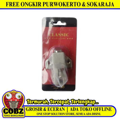 CLASSIC Spring Knife Grendel Kodok Pengunci Jendela Besar SS Silver