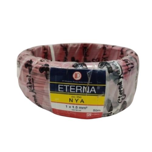 1 INTI x 1.5 MM x 50 M / ETERNA NYA Tunggal Kabel Tembaga SNI Merah Roll