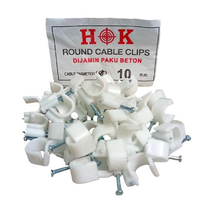 10 MM / HOK Klem Kabel Penjepit Penyangga Paku Beton Bungkus