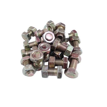 M 8 x 15 MM / TM Baut Mur Hexagon Bolt Nut Flat Head Kuning Biji