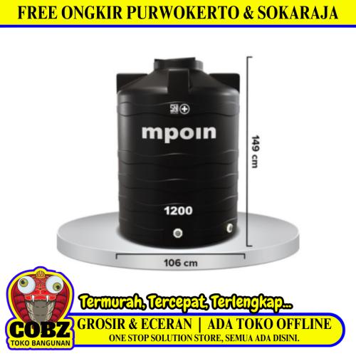 1150 L / MPOIN + WAVE W1200 Water Torrent Tangki Tandon Air PVC Hitam + Acc Set