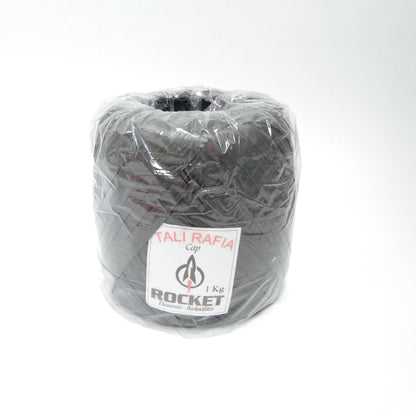 1 KG / ROCKET Tali Rafia Ikat Gulungan Kecil Plastik PVC Hitam Roll