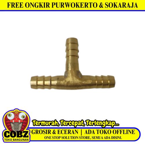 1/4 IN / TM Nepel Adaptor Sambungan Selang 3 Cabang Kuningan