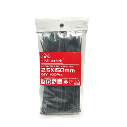 2.5 MM x 150 MM / MIKOTEK Kabel Cable Ties Tali Ripet 15 CM Hitam Pack