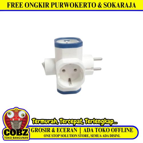 3 LUBANG / LOYAL Steker Stop Kontak Colokan Serbaguna 3 in 1 + Switch