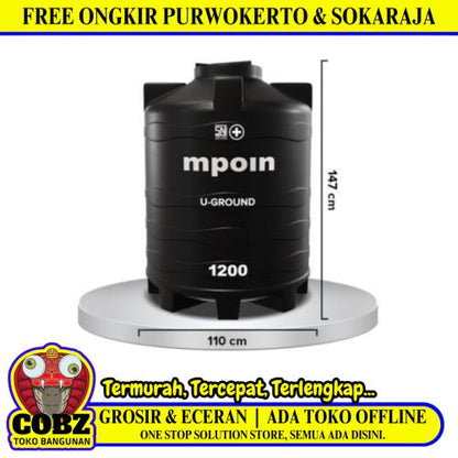 1100 L / MPOIN + UGROUNDUG1200 Water Torrent Tangki Tandon Air PVC Sand + Acc Set