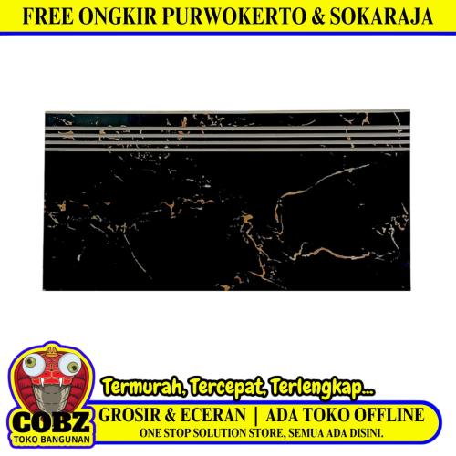 30 CM x 60 CM / NERO PORTORO Granit Lantai Tangga Stepnosing Lembar