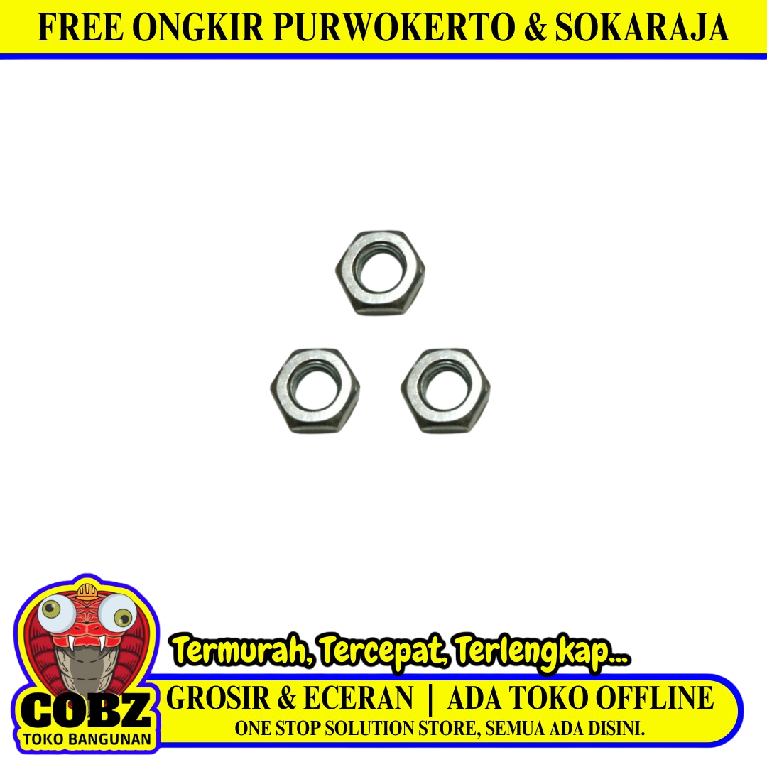 M 10 / TM Mur Nut Hexagon Galvanis Putih Biji