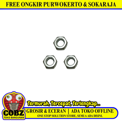 M 10 / TM Mur Nut Hexagon Galvanis Putih Biji