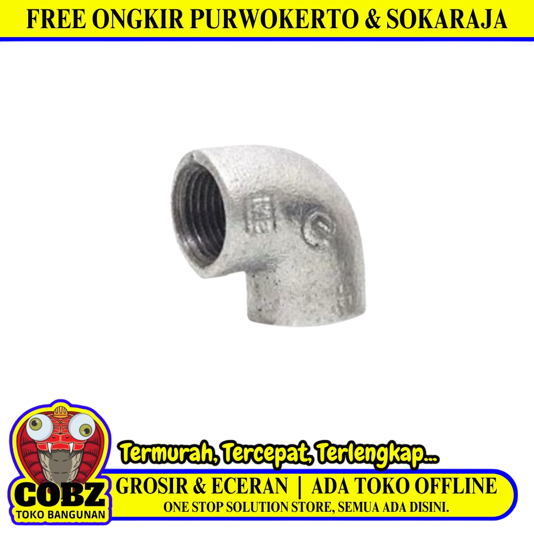 1 1/2 IN / G Knee Drat Dalam Keni L Faucet Elbow Fitting Pipa Besi