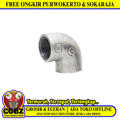 1 1/2 IN / G Knee Drat Dalam Keni L Faucet Elbow Fitting Pipa Besi