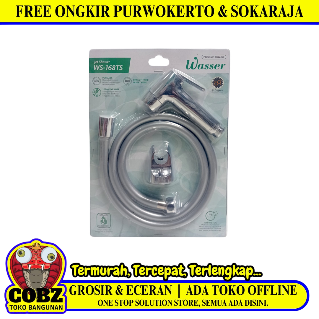 1/2 IN x 120 CM / WASSER WS-168TS PLATINUM CHROME Jet Shower Cebok Toilet Plastik PVC Set