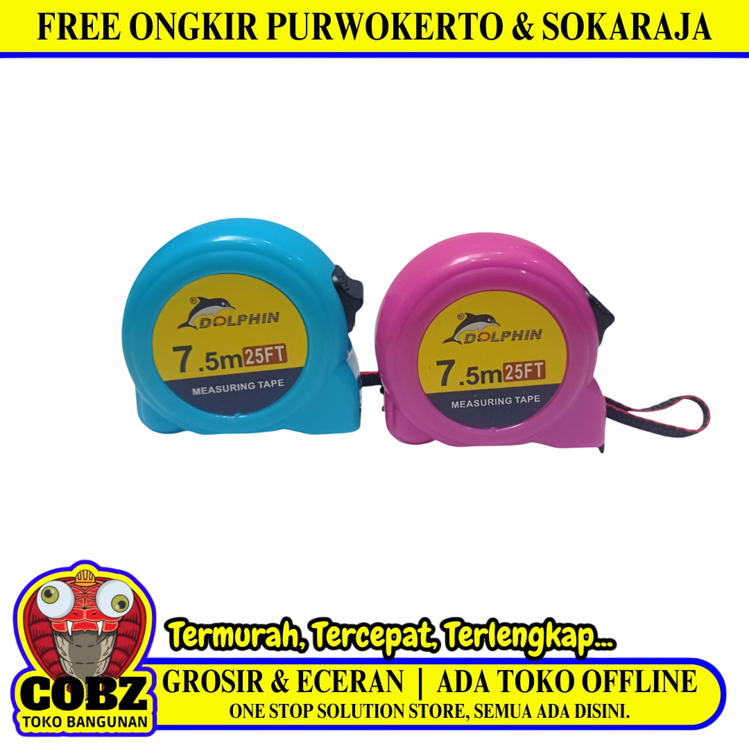 7.5 M / DOLPHIN Meteran Alat Ukur Tukang Bangunan Measuring Tape