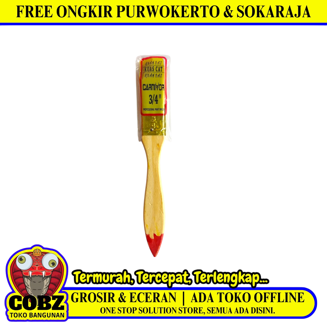 3/4 IN / CARNIVOR Kuas Cat Tembok Kayu Besi Air Acyrlic Paint Brush
