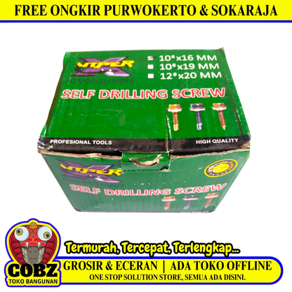 #10 x 16 MM / VIPER Roofing Baut Sekrup Atap Baja Ringan Warna Dus