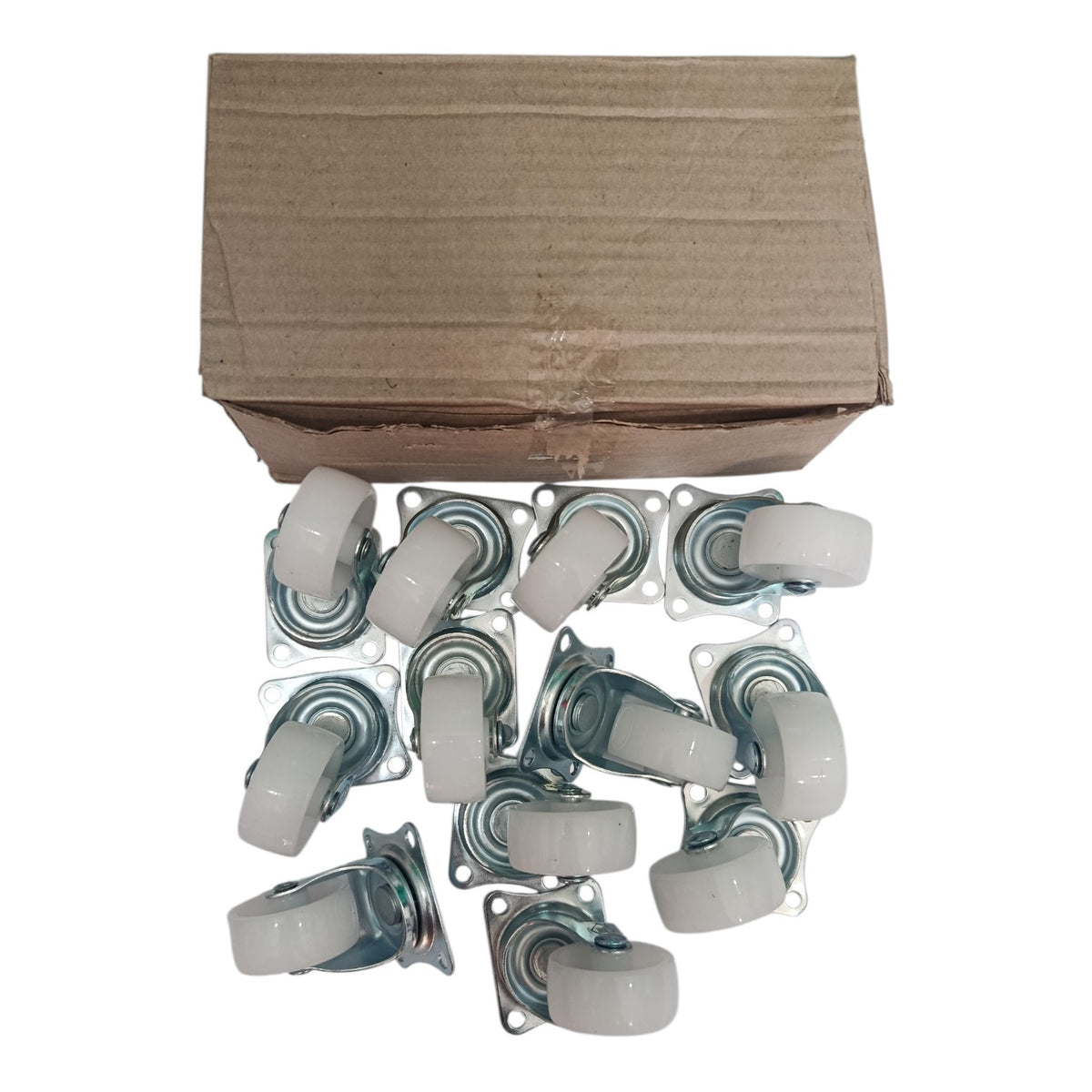1 1/2 IN / NSK Roda Hidup Trolly Bentuk Plat 40 MM Nylon Putih 12 Pcs Dus