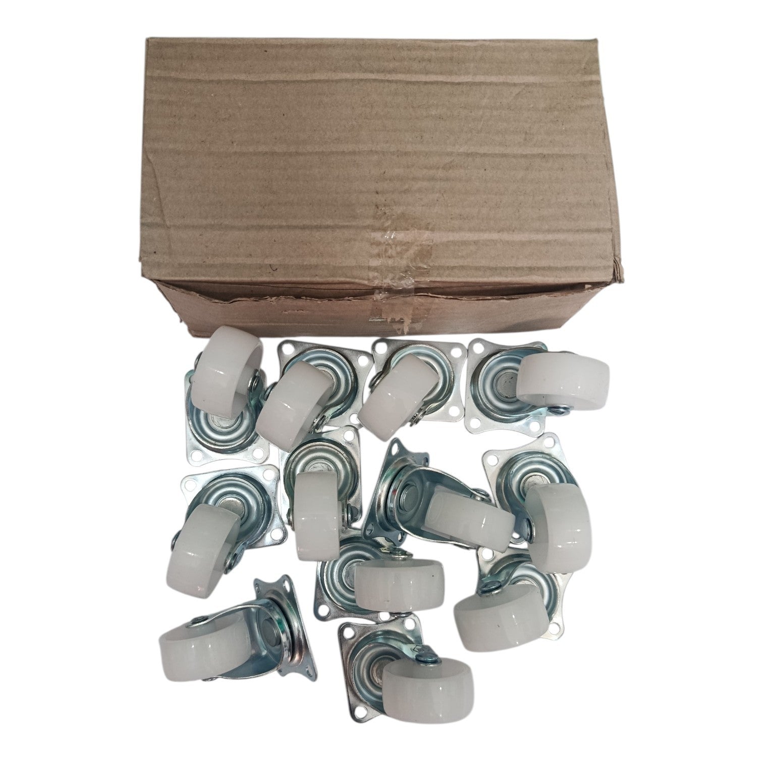 1 1/2 IN / NSK Roda Hidup Trolly Bentuk Plat 40 MM Nylon Putih 12 Pcs Dus