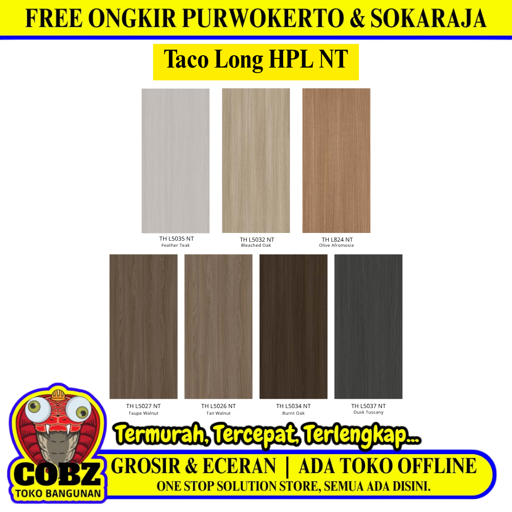 122 CM x 300 CM / TACO LONG HPL NT HPL Lembar