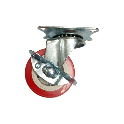 2 IN / BONUCCI SKA-203 Roda Rem Hidup Trolly Gepeng Plat 50 MM Nylon Merah 4 Pcs Dus