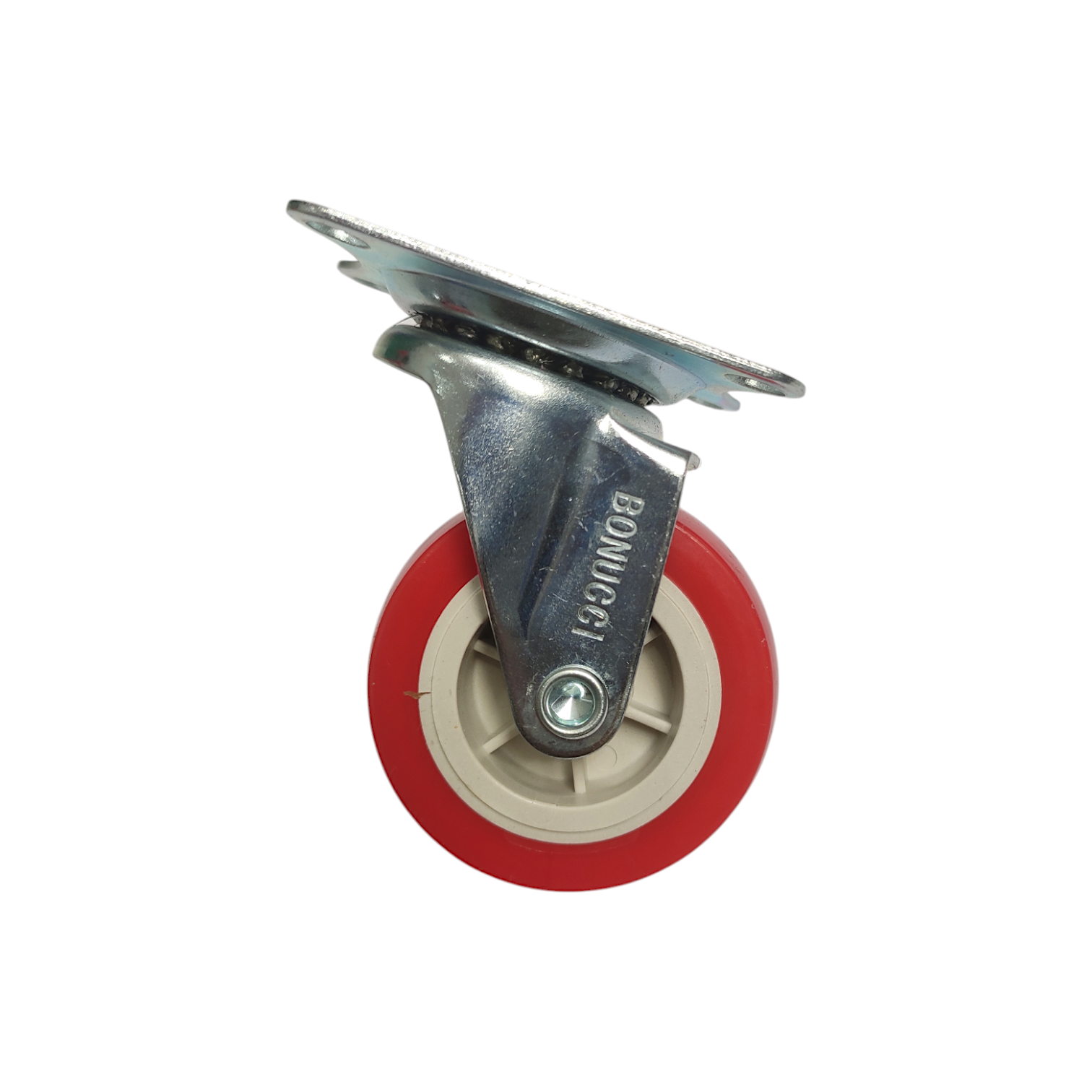2 IN / BONUCCI SKA-203 Roda Rem Hidup Trolly Gepeng Plat 50 MM Nylon Merah 4 Pcs Dus