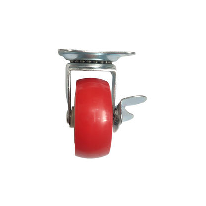 2 IN / BONUCCI SKA-203 Roda Rem Hidup Trolly Gepeng Plat 50 MM Nylon Merah 4 Pcs Dus