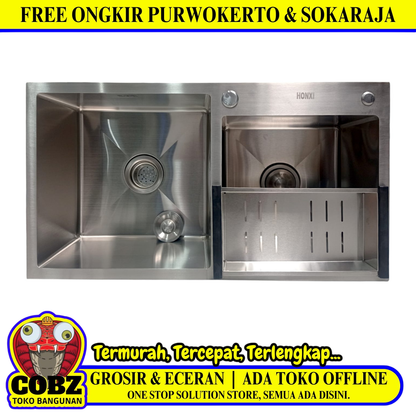 82 CM x 45 CM x 22 CM / HONXI Bak Cuci Piring Washbak 2 Lubang + Acc Set